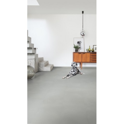 Плитка ПВХ Quick-Step Шлифованный бетон светло-серый коллекция Ambient Click Plus AMCP40139